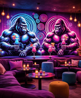 Neon Goril Bar Konsepti Duvar KaÄÄ±dÄ±