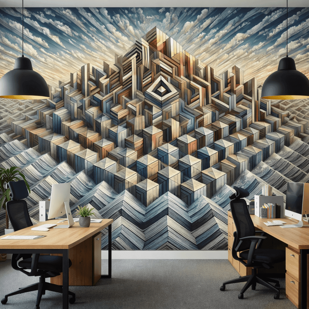 Geometrik Åehir Perspektif Duvar KaÄıdı