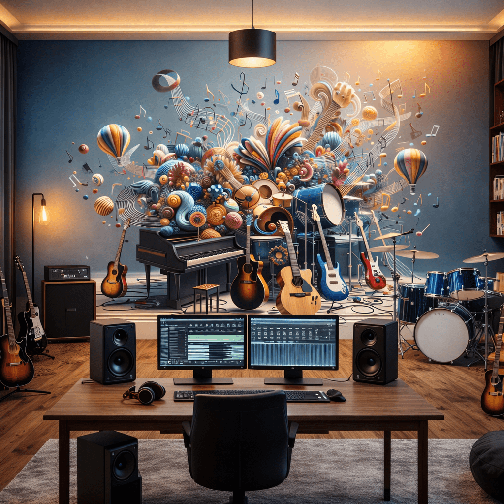 Renkli Müzik Enstrümanları 3D Duvar KaÄıdı