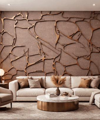 BakÄ±r Doku Geometrik 5D KabartmalÄ± Duvar KaÄÄ±dÄ±