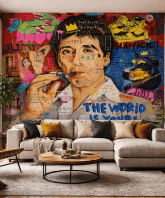 Renkli Pop Art Portre Desenli Duvar KaÄıdı