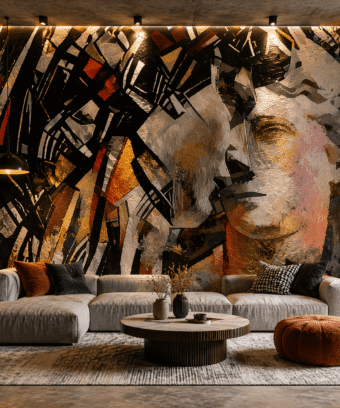 Modern Soyut YÃ¼z Sanat Duvar KaÄÄ±dÄ±