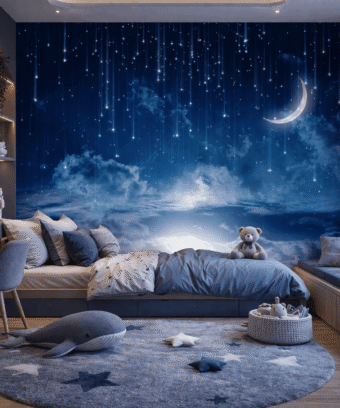 Yıldızlı Gece Ay IÅıÄı duvar kaÄıdı