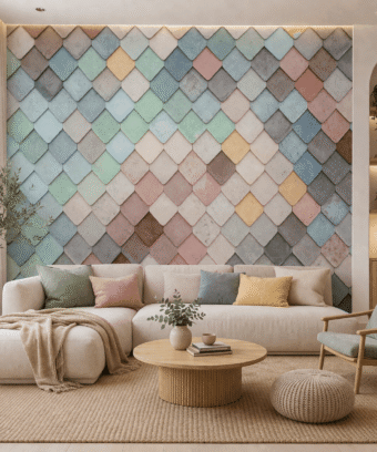 Pastel BalÄ±k Pulu Desenli Dekoratif Duvar KaÄÄ±dÄ±