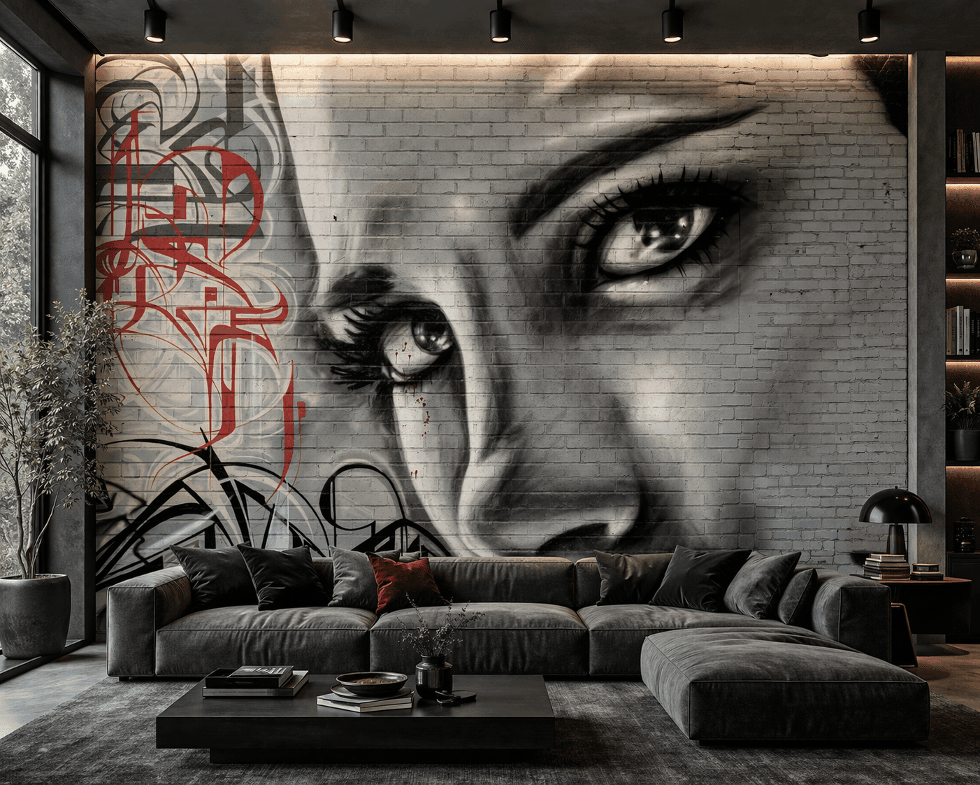 Modern Graffiti Kadın Yüzü duvar kaÄıdı
