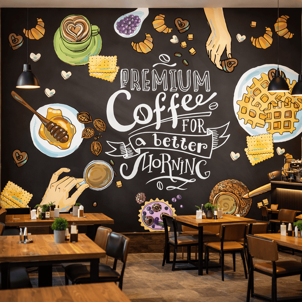Premium Kahve ve Tatlı Temalı Duvar KaÄıdı