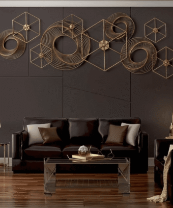 Altın Geometrik Metal 5D Kabartma Duvar KaÄıdı