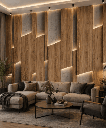 Modern AhÅap Panel 5D Kabartma Duvar KaÄıdı