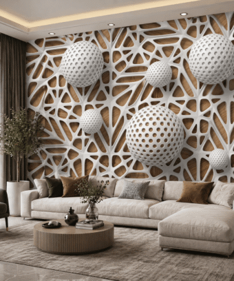 Modern Geometrik KÃ¼re Desenli 5D Kabartma GÃ¶rÃ¼nÃ¼mlÃ¼ duvar kaÄÄ±dÄ±